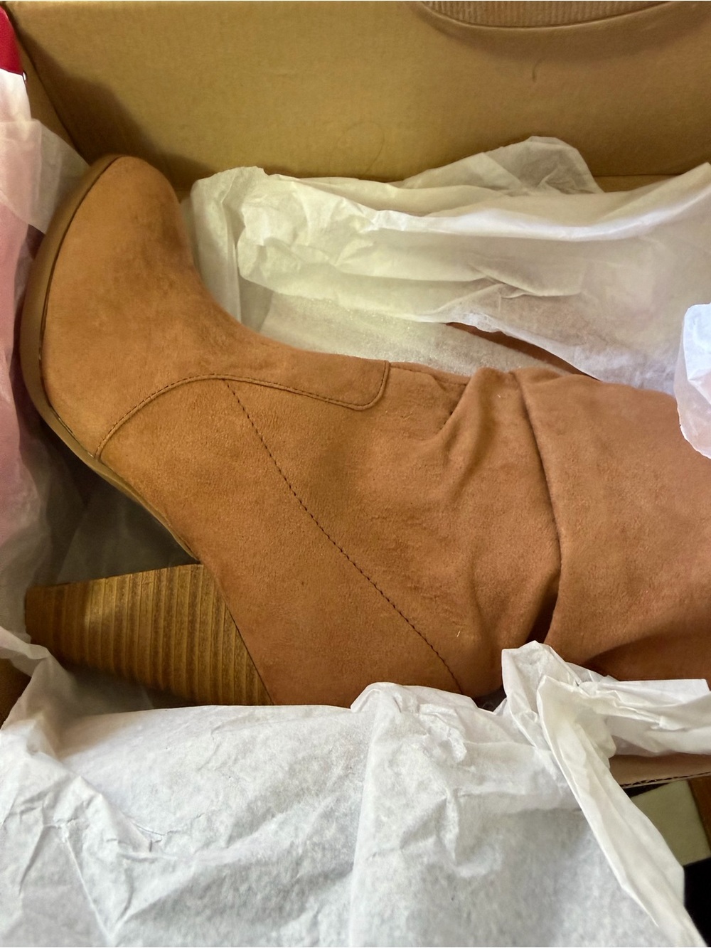 Charlotte Russe Raelynn-27 Camel Suede Knee High Slouch Boots Size 6 – New